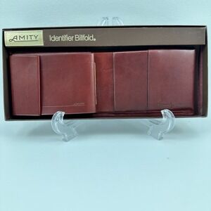 Amity Men Identifier Billfold Wallet California Saddle Leather Red/Brown USA Vtg